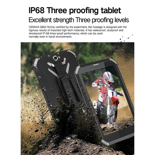 CENAVA-Q802 Triple Proofing Tablet PC, 8.0 inch, 3GB+32GB, Support Google Play, 4G Phone Call, IP68 Waterproof Shockproof Dustproof, Android 7.0, MTK6753 Octa Core 1.5GHz, Support OTG/GPS/NFC/WiFi/BT/TF Card(Black)