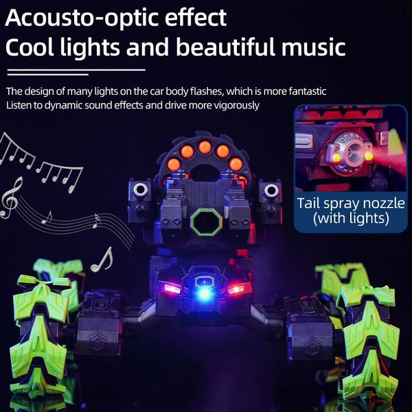 DM-518 Four-wheel Battle Blooming Tire Spray Remote Control Car, Specification:Single Control Soft Bomb(Blue)