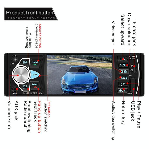 SWM-4022D HD 4.1 inch 12V Universal Car Radio Receiver MP5 Player, Support FM & Bluetooth & TF Card with Remote Control