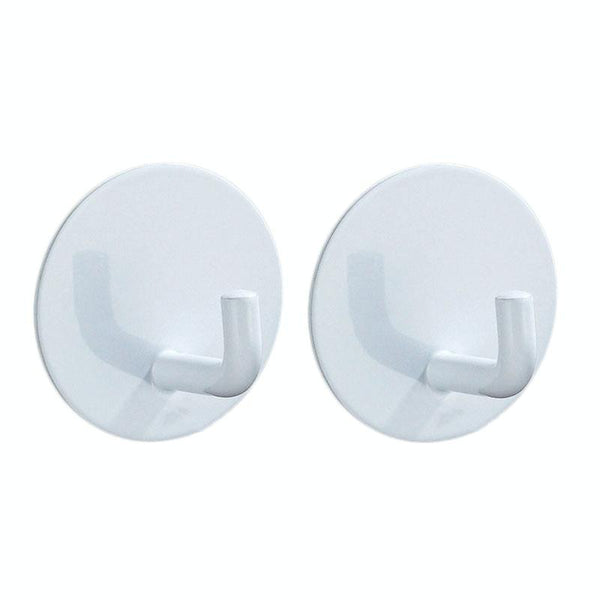 2pcs Stainless Steel Hooks Kitchen Bathroom Storage Behind Door Hooks With Adhesive, Style: Round White