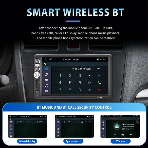 A3061 7 Inches MP5 Bluetooth Player Universal Wired CarPlay Reversing Image Integrated, Style: Standard+4 Lights Camera
