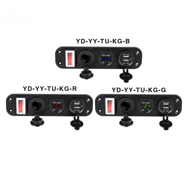 12V-24V Universal Car / Yacht Mobile Phone Charger Modification Ddual USB Panel with Switch(Red Light)