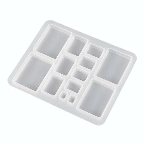 DIY Epoxy Resin Three-Dimensional Geometric Pendant Earring Silicone Mold, Spec: Rectangle