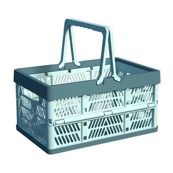 38x25x20cm Plastic Folding Storage Basket Shopping Basket Camping Storage Box With Handle(Blue)