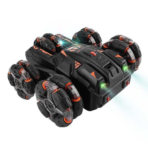 JJR/C JC05 Five Wheel Colorful Light Swing Arm Stunt Drift Car, Specification:Dual Control(Black)