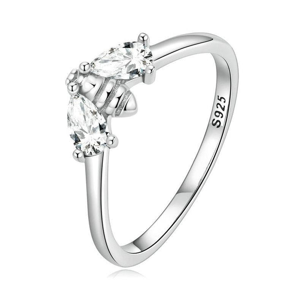BSR307 Sterling Silver S925 Small Bee Cute Insect Zirconia Ring(No.8)