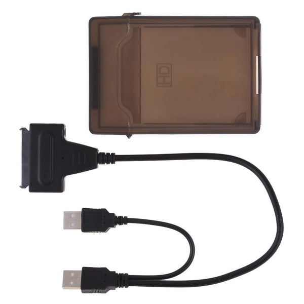 USB 2.0 to 7+15 Pin 22Pin SATA Data Cable Converter Adapter with Box Case for 2.5 / 3.5 Inch Hard Disk Drive HDD(Black)