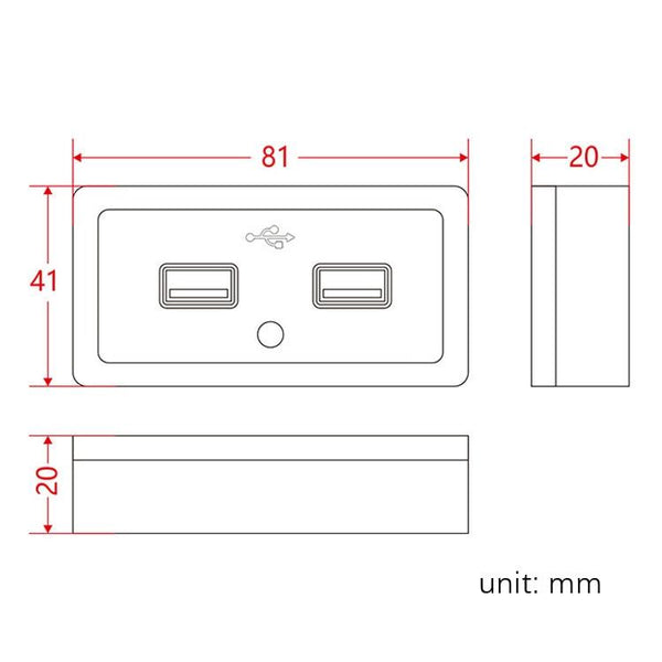 12V24V Route Bus Dual USB Charging Input Car Charger(Red Light)