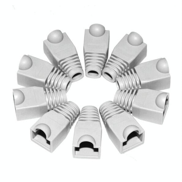 Network Cable Boots Cap Cover for RJ45, Grey (100 pcs in one packaging , the price is for 100 pcs)(Grey)