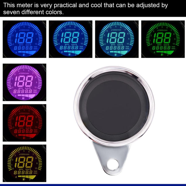 Motorcycle Multi-functional Modification Instrumentation Motorcycle Odometer Speedometer Tachometer Oil Gauge(Silver)