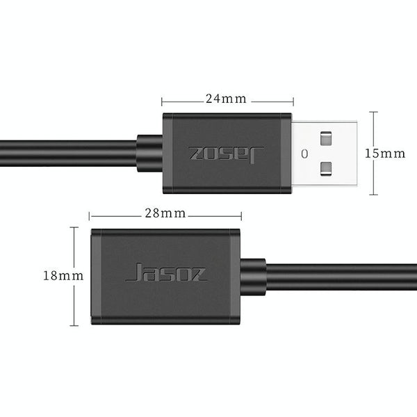 Jasoz USB Male to Female Oxygen-Free Copper Core Extension Data Cable, Colour: Black 10m