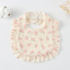 Baby Feeding Bib Ruffle Infants Saliva Towel Soft Cotton Burp Cloth, Style: Pink Rose