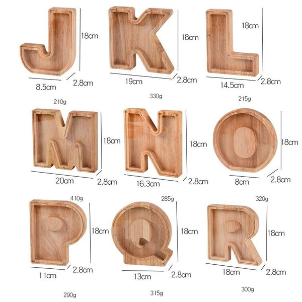 Wooden English Alphabet Piggy Bank Transparent Acrylic Piggy Bank(R)