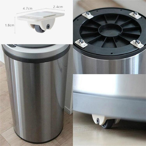 4 PCS Storage Box Pulley Storage Box Roller Trash Pulley  Adhesive Wheels(White)