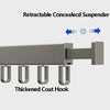 Foldable Invisible Clothes Drying Rack Hole-Free Expandable Corner Metal Convenient Drying Rod For Balcony, Specification: 3 Fold Gray