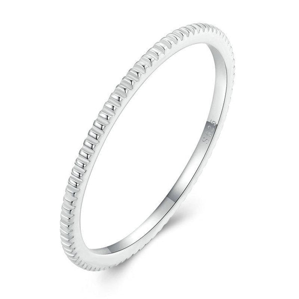 BSR343 Sterling Silver S925 Textured Versatile Slim Silver Ring(No.6)