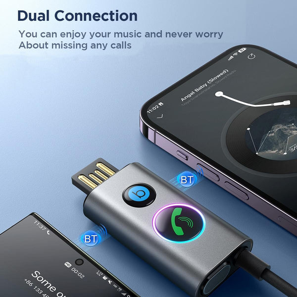 JOYROOM JR-CB7 Car-B Series Car Bluetooth 5.3 Wireless Receiver AUX Adapter Support TF Card(Dark Gray)