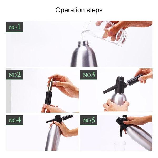 Manual Soda Siphon CO2 Dispenser Water Bubble Generator Cool Drink Cocktail Soda Machine Aluminum Bar DIY Soda Maker, Capacity: 1L(Red)