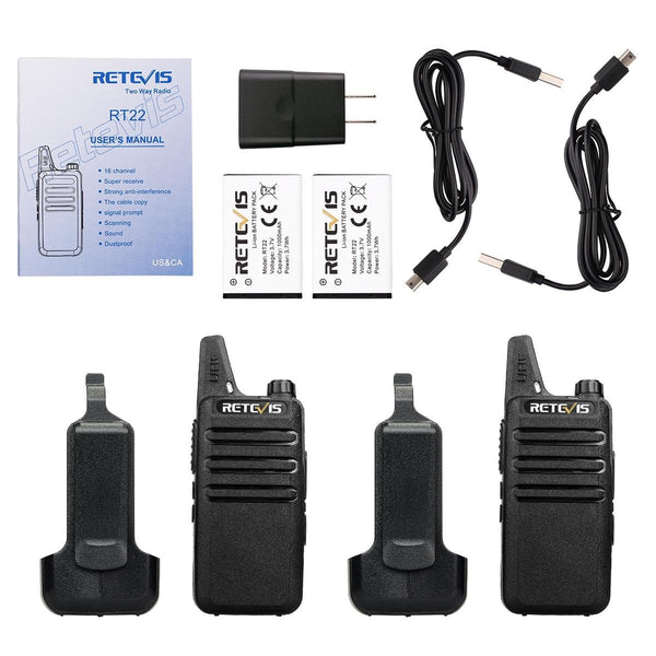1 Pair RETEVIS RT622 US Frequency 400-480MHz 16CHS Two Way Radio Handheld Walkie Talkie, US Plug(Black)