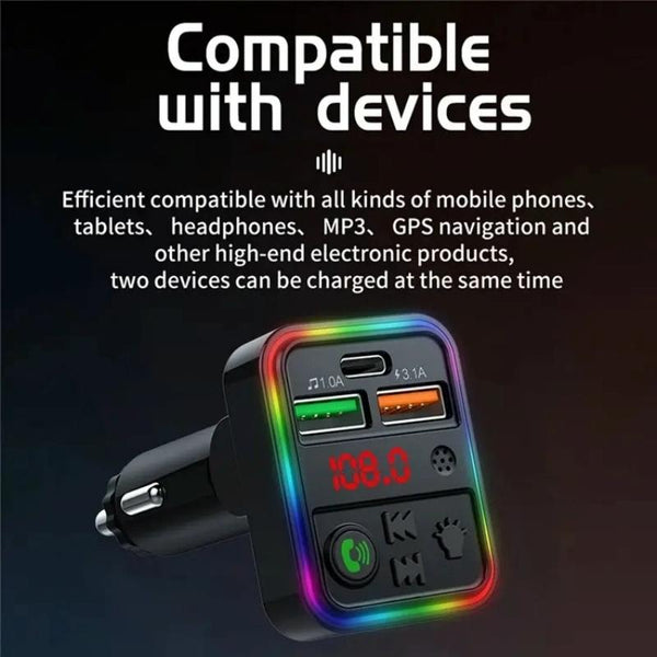 P18 Double USB Cigarette Lighter Bluetooth Car MP3 Music Player Hands-Free Calling Car Audio Device