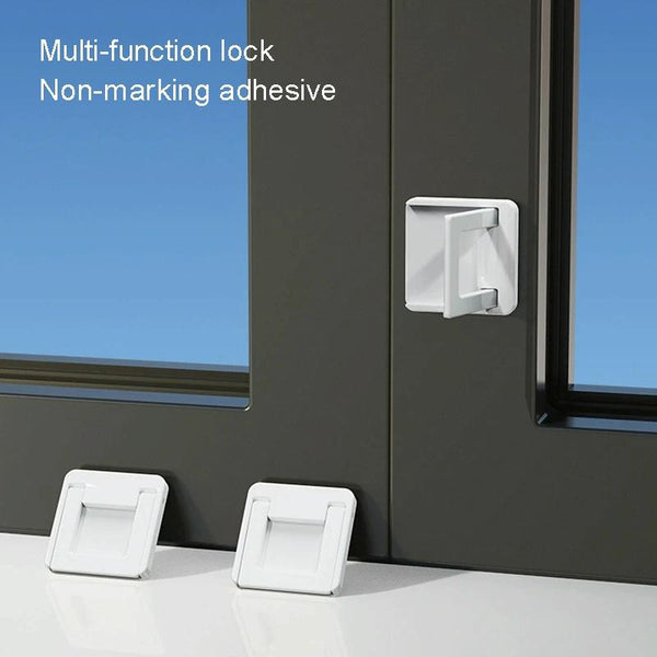 Children Protective Window Lock Flat Movement Doors Drawers Lock Cabinet Door Handle(White)