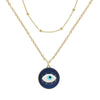 Angel Eyes Pendant Layered Necklace, Model: N2106-8 Blue Bottom Blue Eye Double-Layer Chain