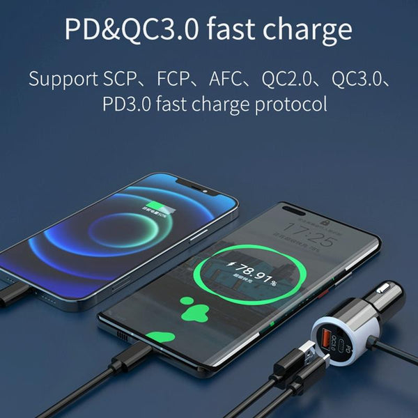 SC03 76W Output PD / QC3.0 Fast Charge Extended Car Charger