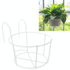 Balcony Fence Round Metal Flower Stand Wrought Iron Wall-mounted Flower Pot Stand, Size:M(White)