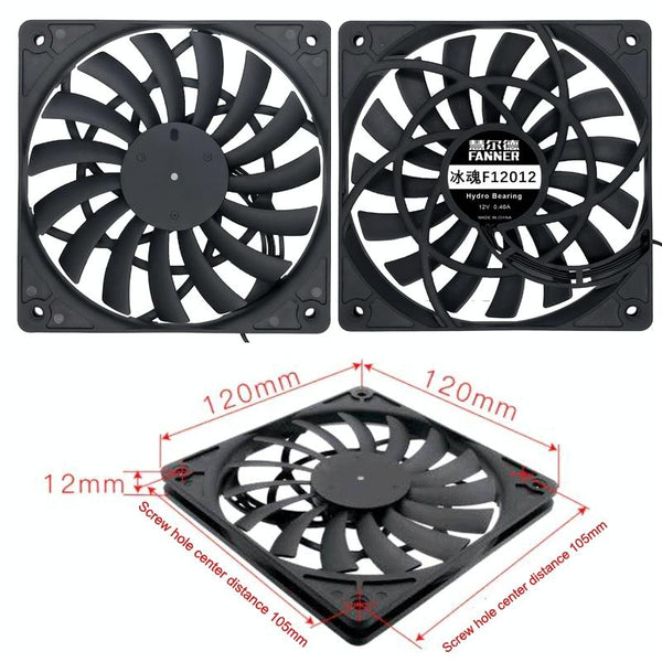 FANNER Ice Soul F12012 Desktop Chassis Ultra-thin 4pin Cooling Fan Intelligent PWM Speed Regulation(Black)