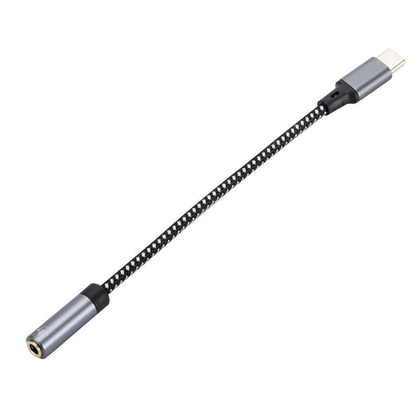 13cm AUX 3.5mm Female to Type-C Cable Audio Cable(Grey)