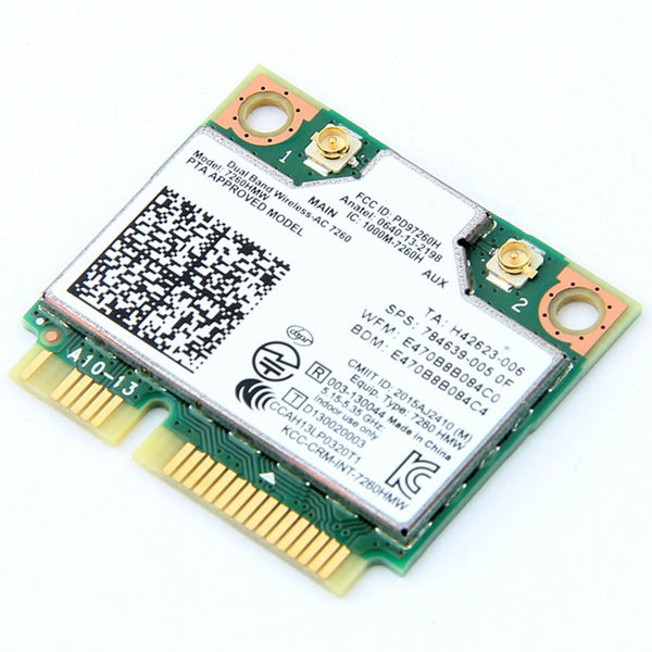 Dual Band Wireless Wifi Card for Intel 7260HMW Mini PCI-E 2.4G / 5Ghz WLAN Bluetooth 4.0 Wifi Card 802.11 ac / a / b / g / n