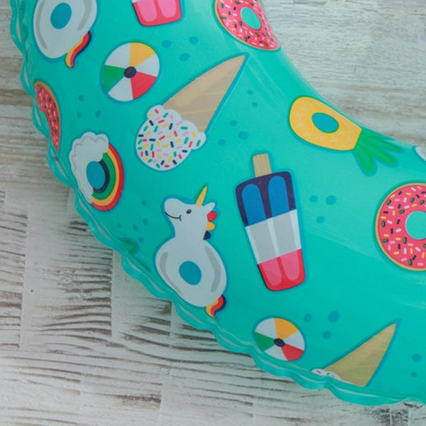 Ice Cream Pattern Inflatable Swimming Ring Thickening Water Ring Lifesaving Ring Suitable for Adults, Size: 90cm (Blue)