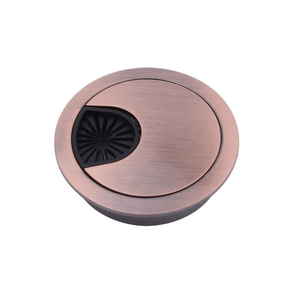 Desk Computer Desktop Zinc Alloy Round Threading Box Hole Cover, Hole Diameter: 80mm (Red Bronze)