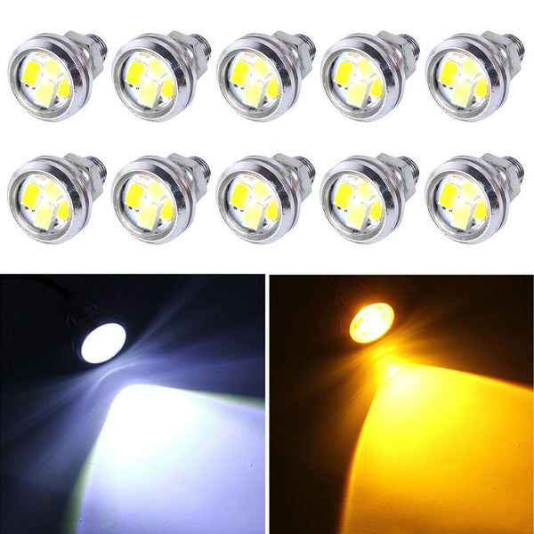 10 PCS 20W 4 LEDs SMD 5630 White Light + Yellow Light Daytime Running Light Turn Light Eagle Eye Light, DC 12V, Cable Length: 90cm(Silver)
