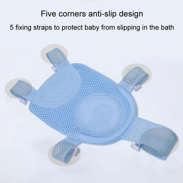 Baby Bath Tub Bathing Support Net Stand Newborn Non-Slip Suspended Shower Mat, Style: 5 Buckle Pink