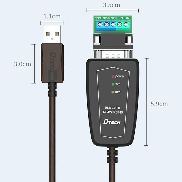 DTECH DT-5019 USB to RS485 / RS422 Conversion Cable, FT232 Chip, Length: 0.5m