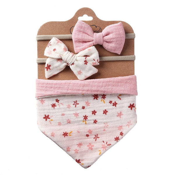 3 In 1 Baby Drooling Towel Cotton Printed Double Sided Triangle Towel Headband Set Waterproof Bibs, Style: DP069-4