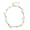 N2209-1 Twist Stick Square Pearl Ladies Temperament Necklace Collarbone Chain