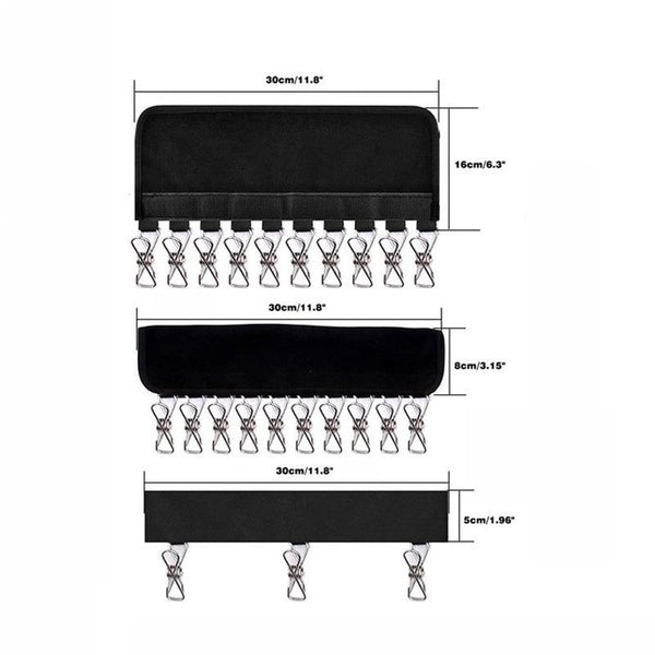 Adhesive Hanger Detachable Travel Folding Portable Hat Clip Hanger Bathroom Cloth Clothes Clip(Black)