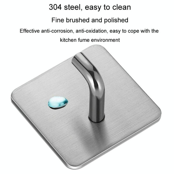 2pcs Stainless Steel Hooks Kitchen Bathroom Storage Behind Door Hooks With Adhesive, Style: Square White