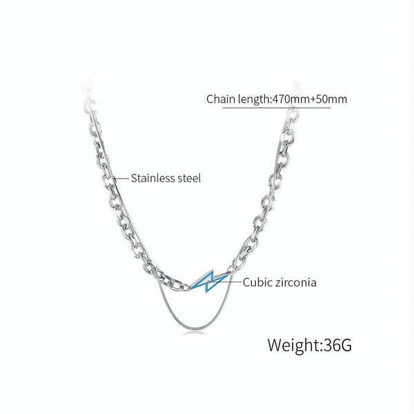OPK GX2417 Stainless Steel Flash Pendant Double Layered Necklace