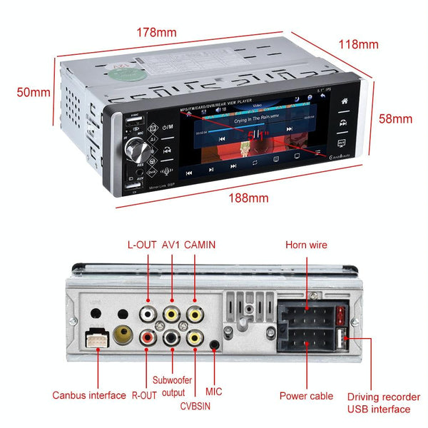 A2905 5.1 inch IPS Capacitive Screen Single Butt Carplay Player, Style: Standard