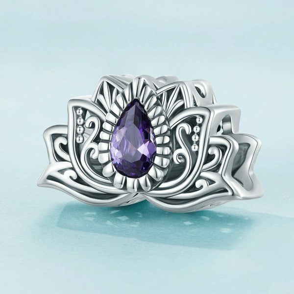 SCC2456 Sterling Silver S925 Zircon Hollow Lotus Bracelet Beads