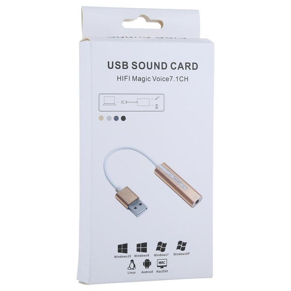 Aluminum Shell 3.5mm Jack External USB Sound Card HIFI Magic Voice 7.1 Channel Adapter Free Drive for Computer, Desktop, Speakers, Headset (Grey)