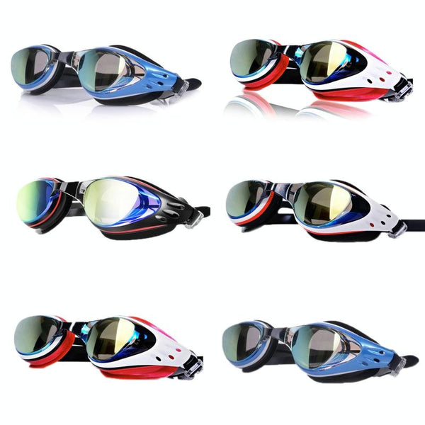 WAVE Electroplating HD Anti-fog Myopia Swimming Glasses, Color: Red Black 800 Degree