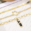 N2209-10 Five-star Three-layer Ladies Metal Temperament Necklace Clavicle Chain