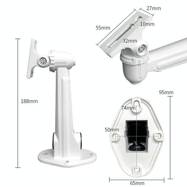 Adjustable CCTV Camera Wall Mount Bracket, ABS Plastic, White