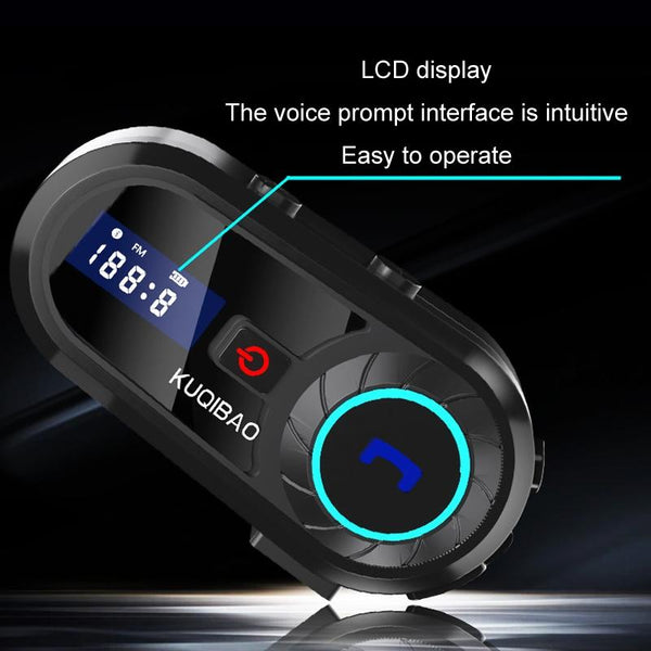 KUQIBAO Motorcycle Helmet Waterproof Bluetooth Headset With Screen(Soft Microphone)