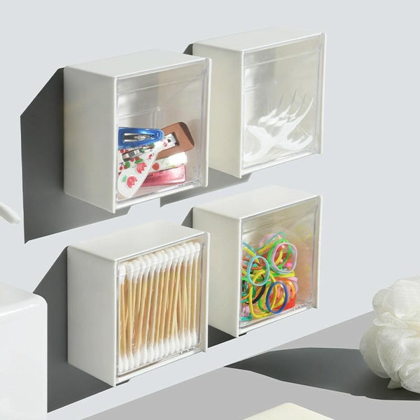 Wall-Mounted Flip Storage Box Paste Small Object Storage Box(White)