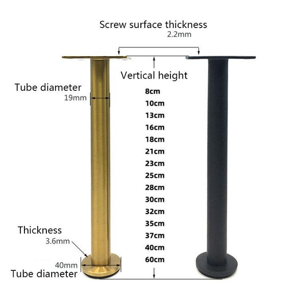 LH-TJ003 Adjustable Stainless Steel Round Tube Furniture Legs, Height: 18cm(Black Titanium)